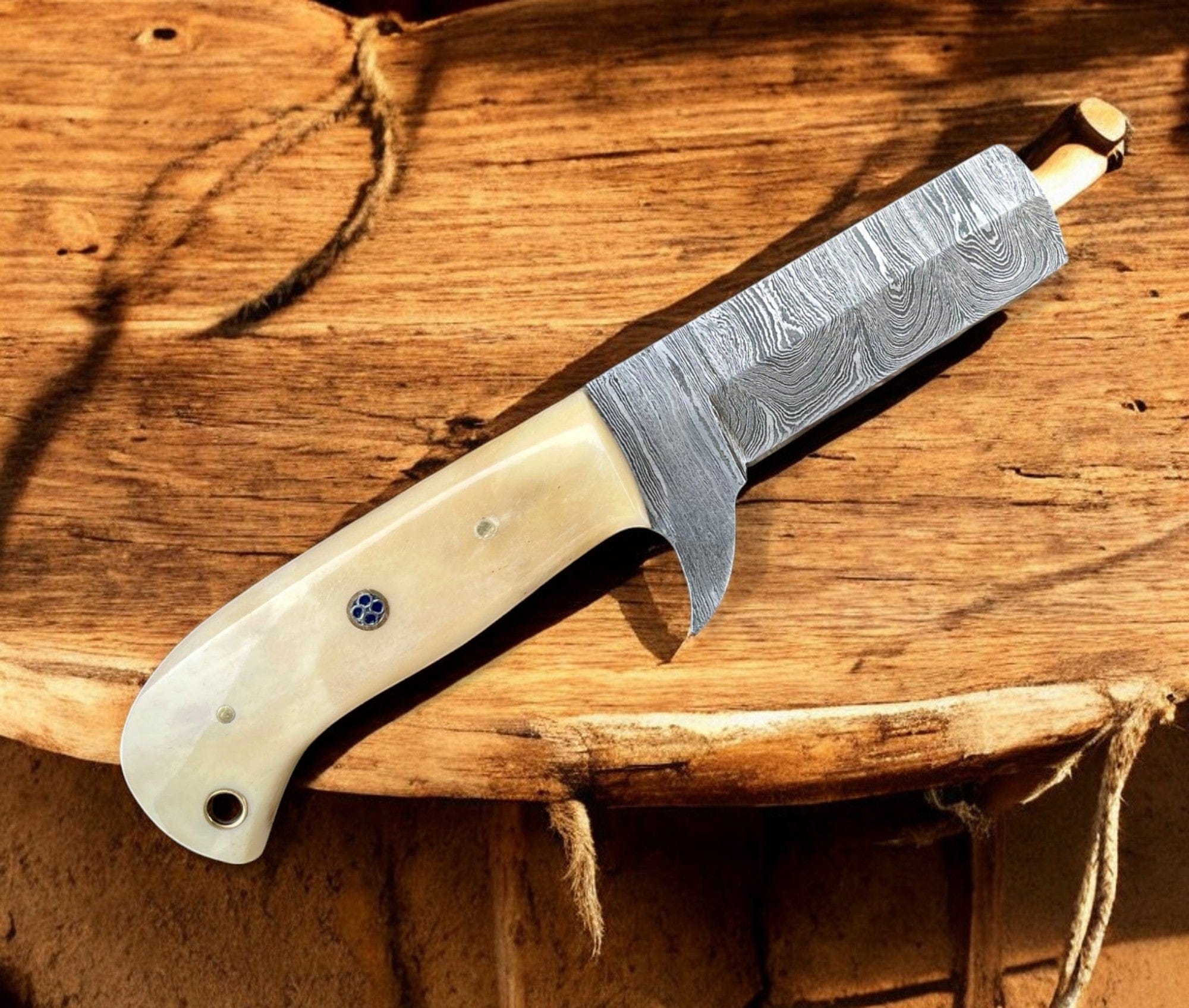 KBS Knives Store Bull Cutter Handmade Bull Cutter - Damascus Steel Blade & Bone Handle