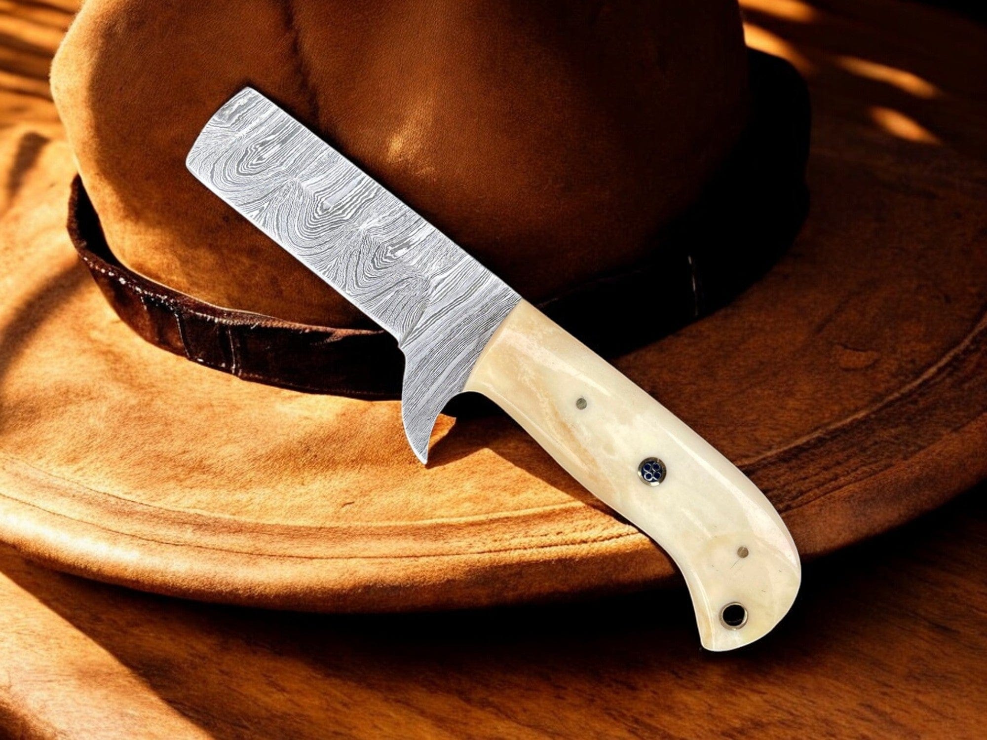 KBS Knives Store Bull Cutter Handmade Bull Cutter - Damascus Steel Blade & Bone Handle