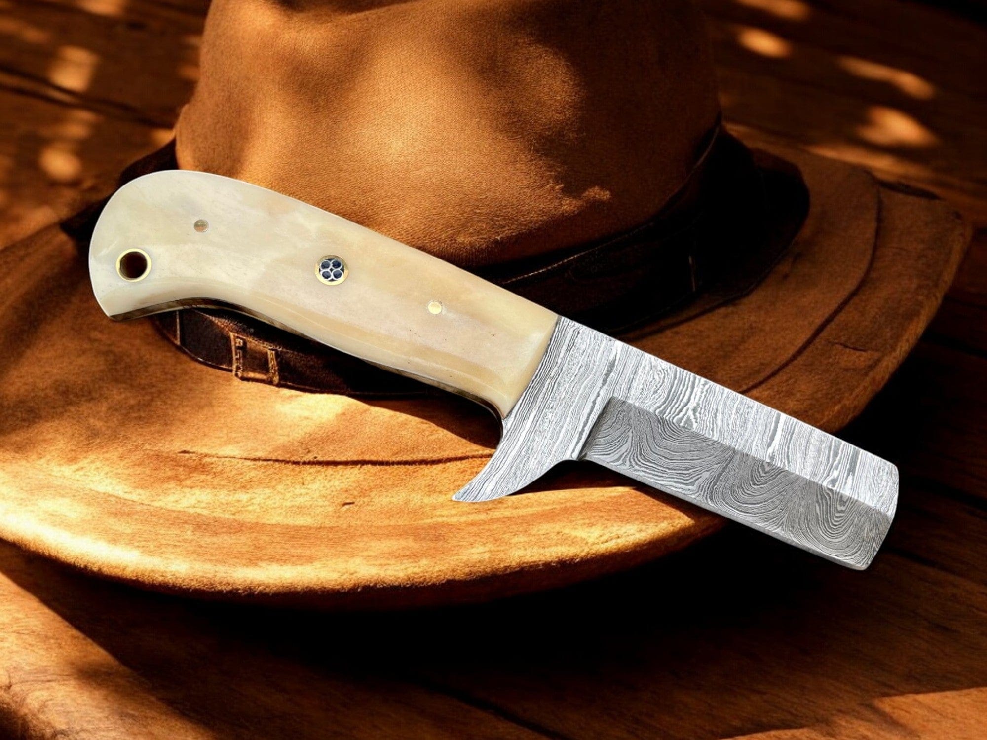 KBS Knives Store Bull Cutter Handmade Bull Cutter - Damascus Steel Blade & Bone Handle