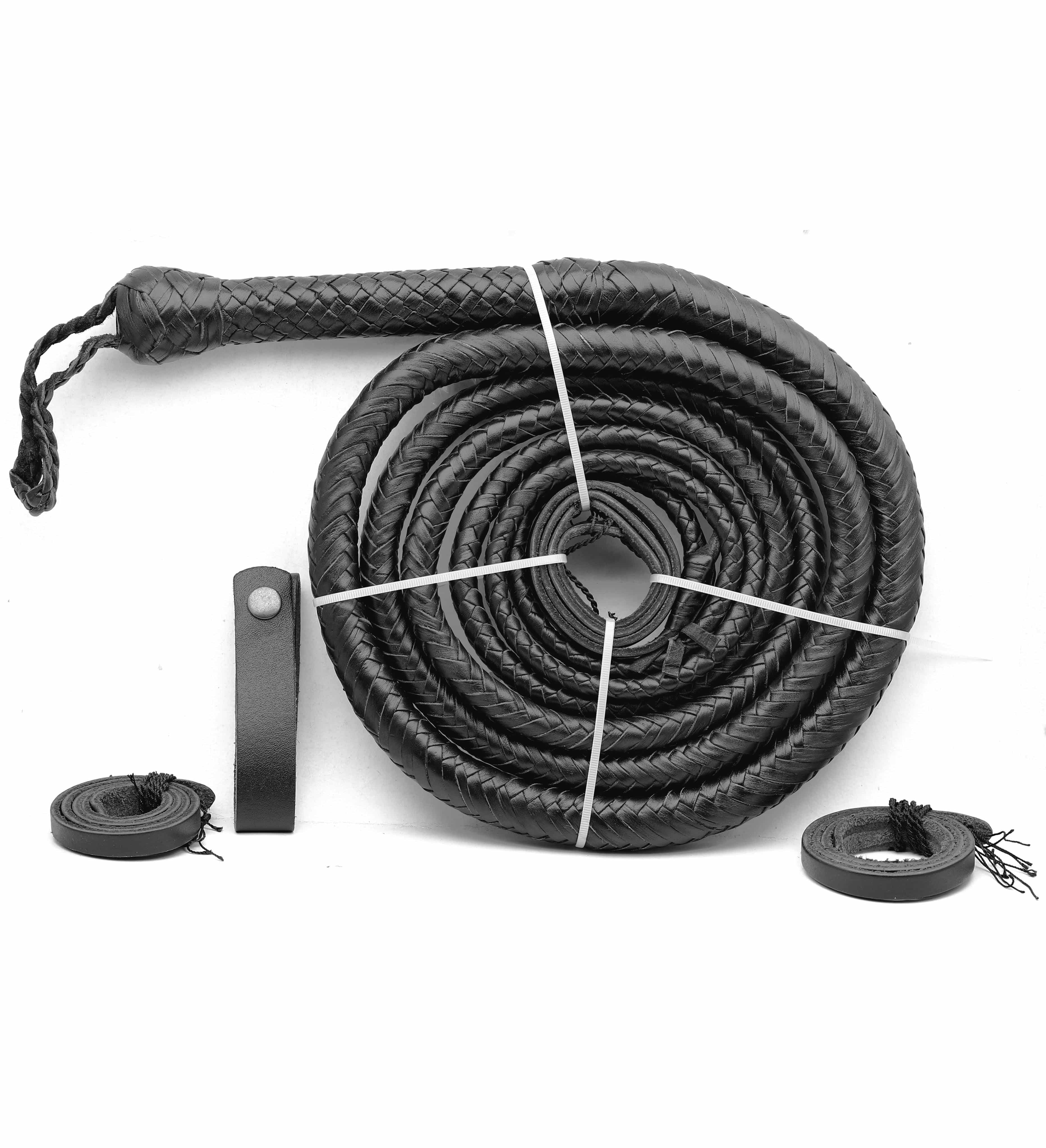 KBS Knives Store Bull Whips Authentic Snake Black Leather Bullwhip for Sale (4ft–16ft)