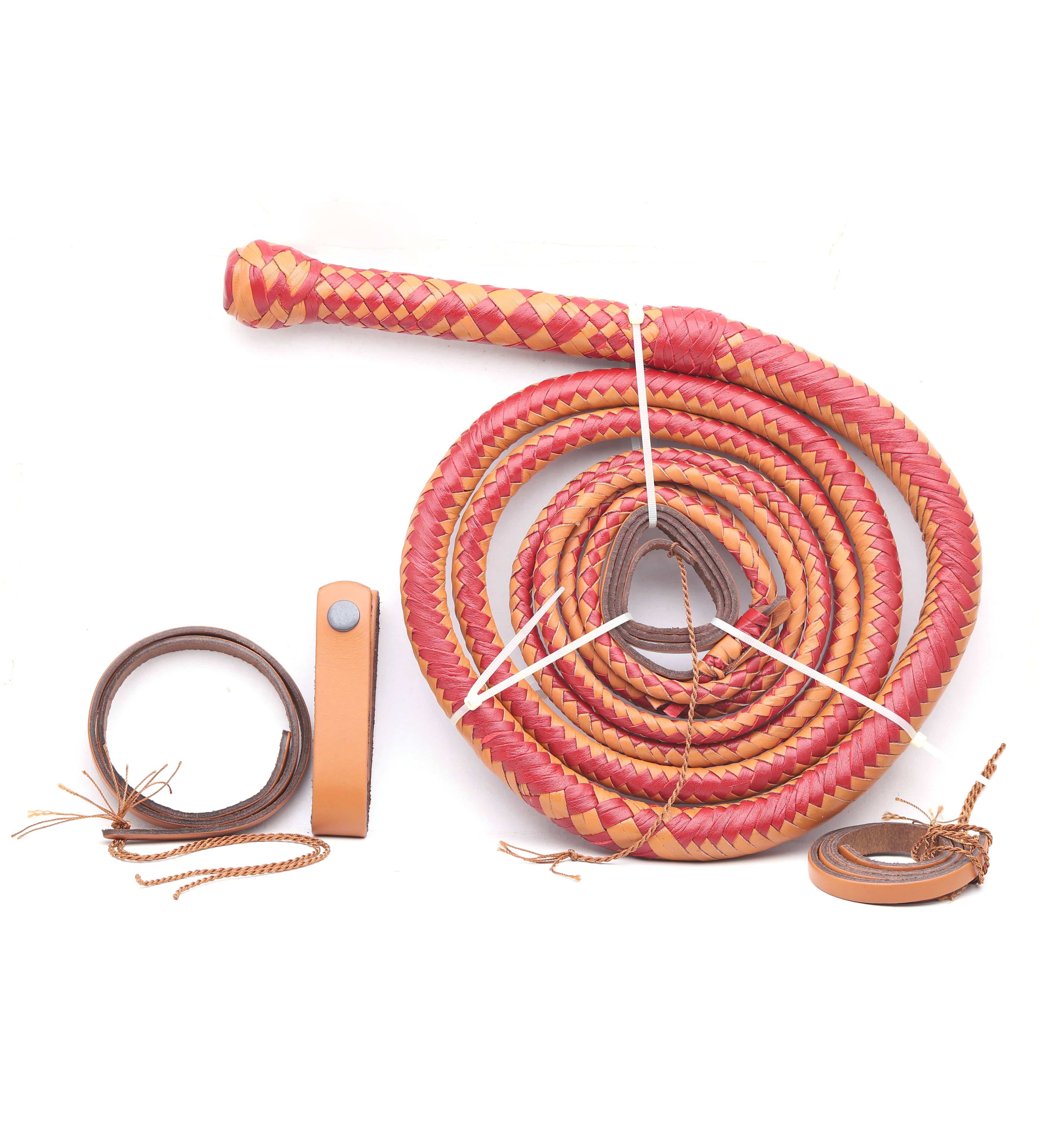 KBS Knives Store Bull Whips Bold Pink & Orange Leather Bull Whip Online (4ft to 16ft)