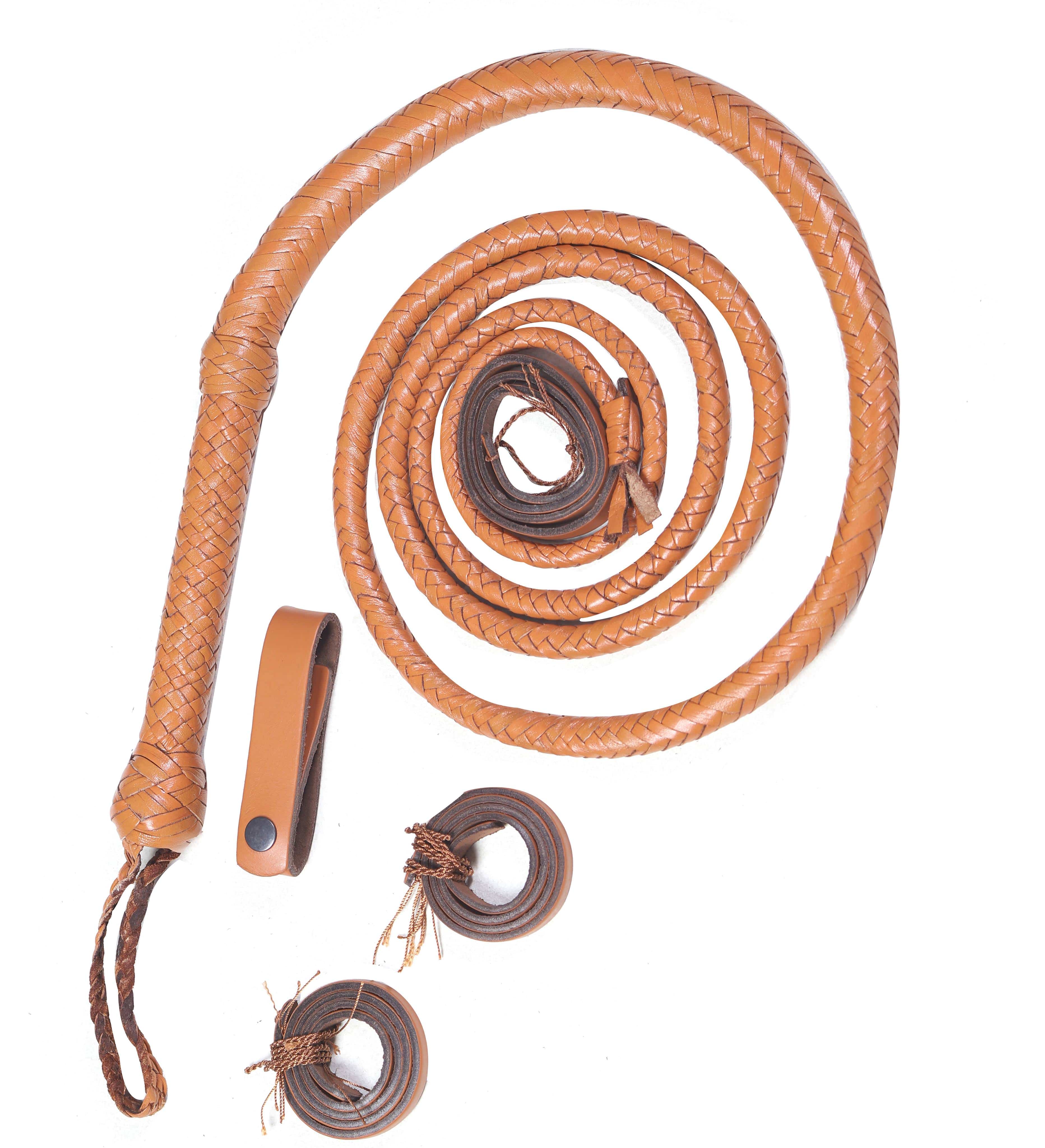 KBS Knives Store Bull Whips Genuine Tan Leather Bull Whip for Sale Online (4ft–16ft)