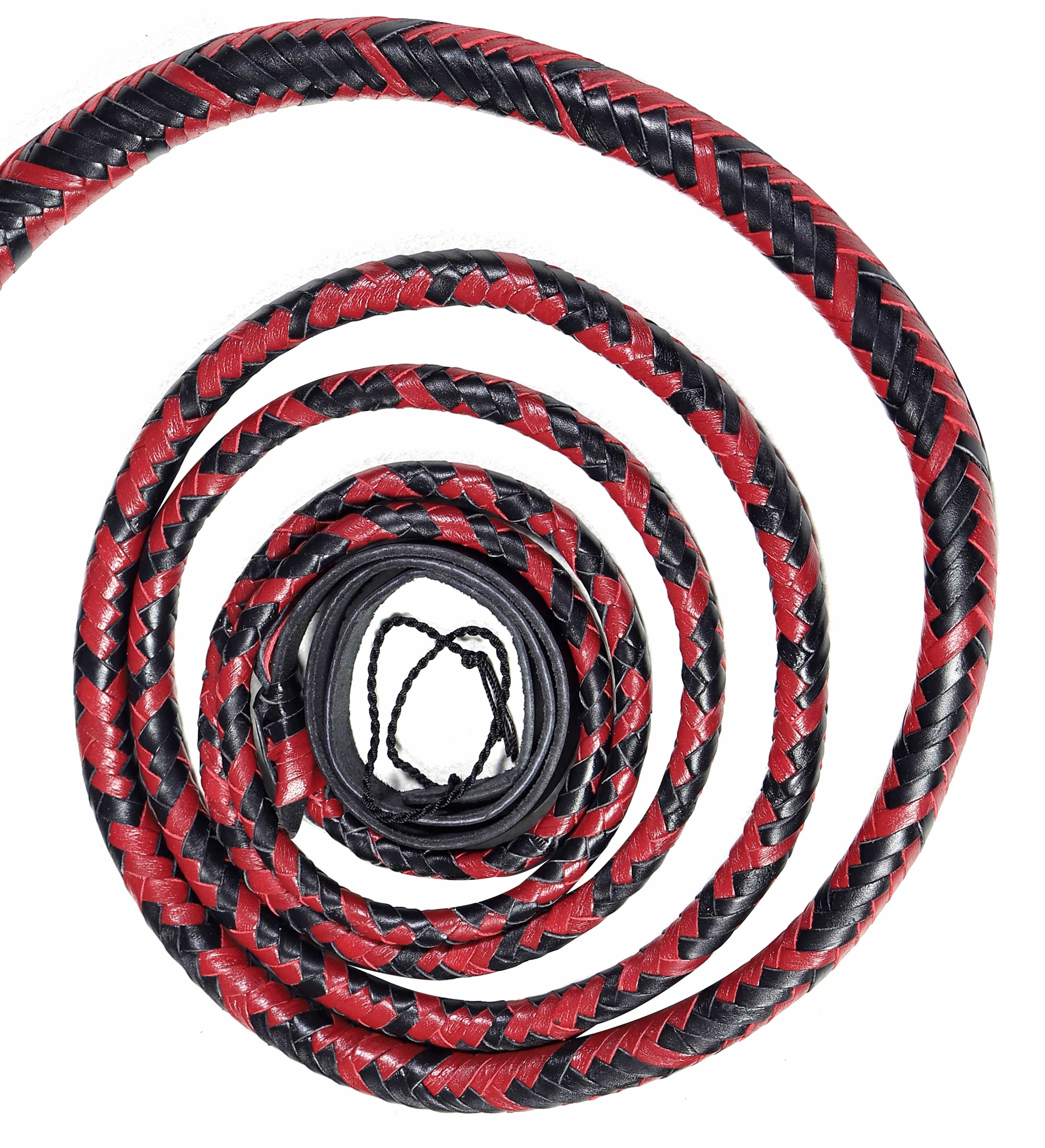 KBS Knives Store Bull Whips Handmade Red, Black & Orange Leather Bullwhip (4ft to 16ft)