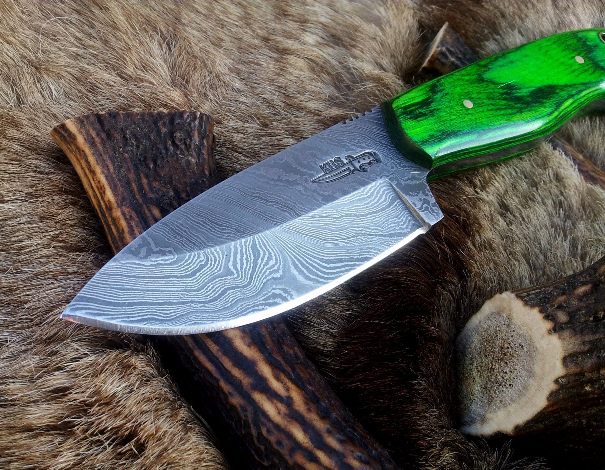KBS Knives Store Bush Craft Knife Custom Handcrafted Full Tang Damascus Steel Bushcraft Knife