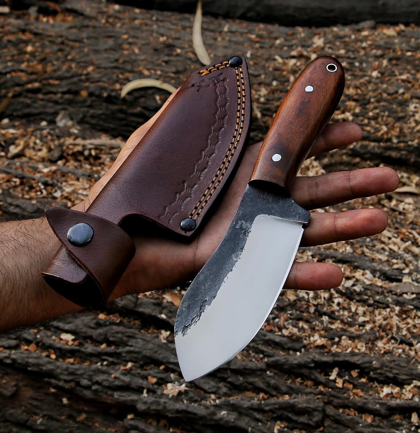 KBS Knives Store Bush Craft Knife RidgeHunter High-Carbon Steel Survival Knife – 9-Inch Tactical Blade with Rosewood Handle
