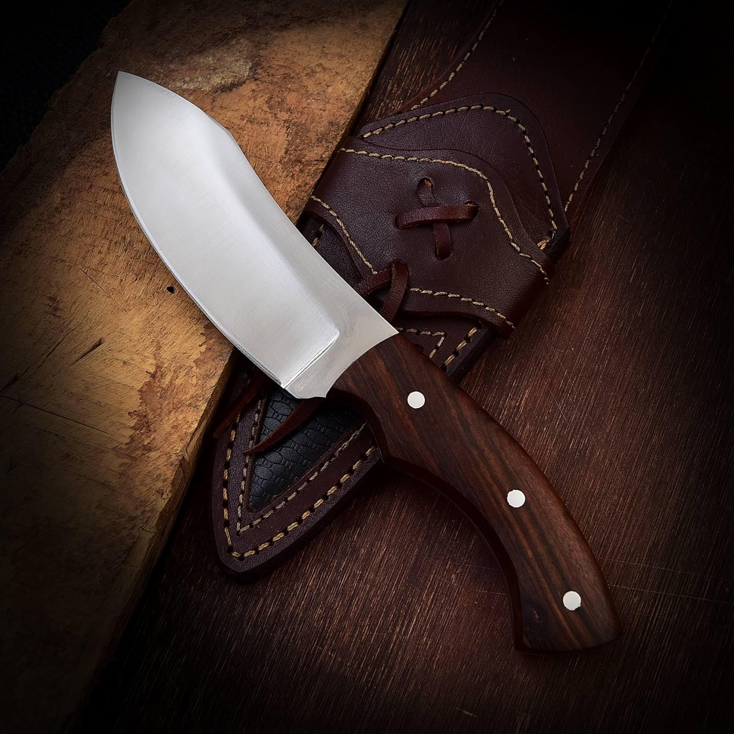 KBS Knives Store Bush Craft Knife TimberStrike O1 Tool Steel Survival Knife – 9-Inch Tactical Blade with Walnut Wood Handle