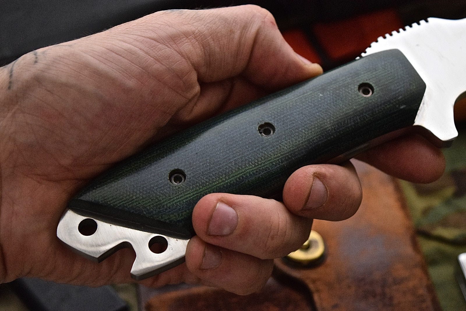 KBS Knives Store Camping Knife Combat Bushcraft Survival Camping Knife - Custom Handcrafted D2 Mirror Polished Steel Blade, Micarta G10 Handle, 13.5" Overall Length | Leather Sheath | KBS Knives