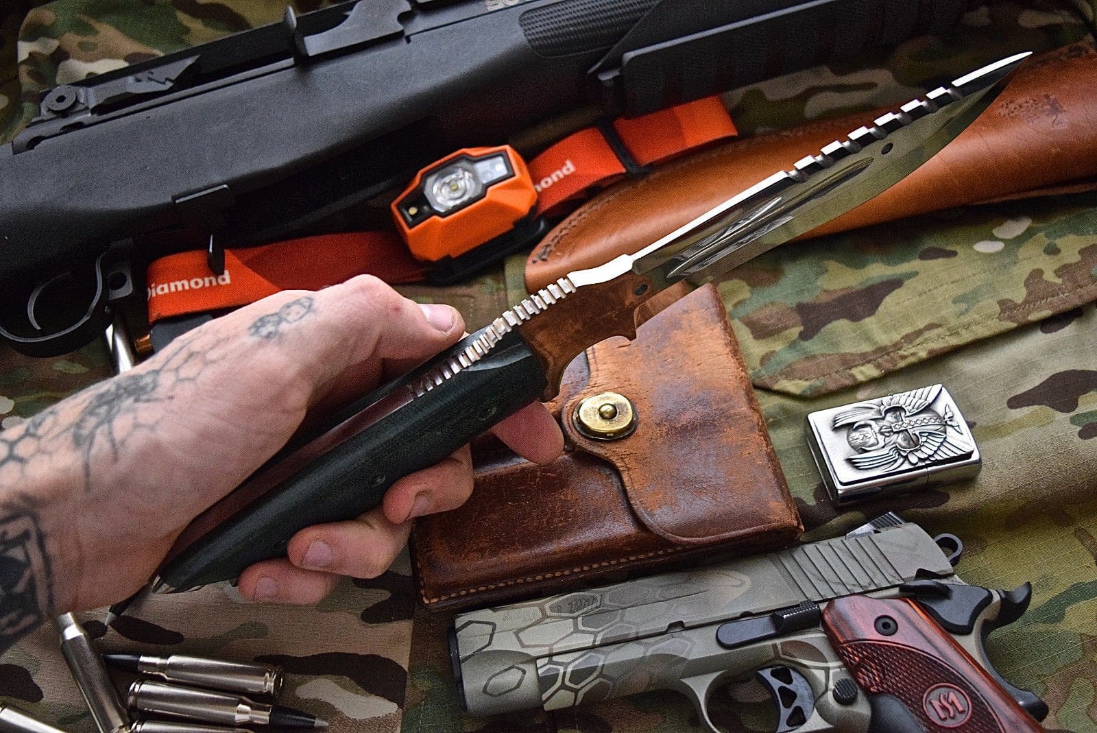 KBS Knives Store Camping Knife Combat Bushcraft Survival Camping Knife - Custom Handcrafted D2 Mirror Polished Steel Blade, Micarta G10 Handle, 13.5" Overall Length | Leather Sheath | KBS Knives