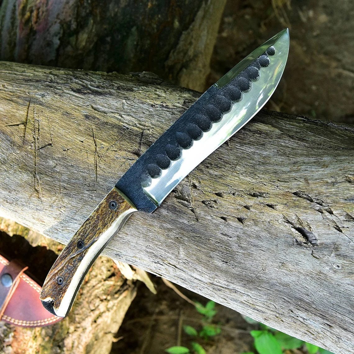 KBS Knives Store Camping Knife Frontier Survival Camping Knife – 12" Custom Handmade High Carbon Forged Steel Blade with Antler Horn Handle