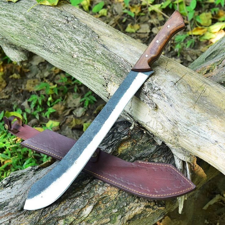 KBS Knives Store Camping Knife Trailblazer Camping Survival Knife – 19" Custom Handmade High Carbon Steel Blade with Rosewood Full Tang Handle