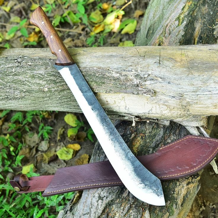 KBS Knives Store Camping Knife Trailblazer Camping Survival Knife – 19" Custom Handmade High Carbon Steel Blade with Rosewood Full Tang Handle