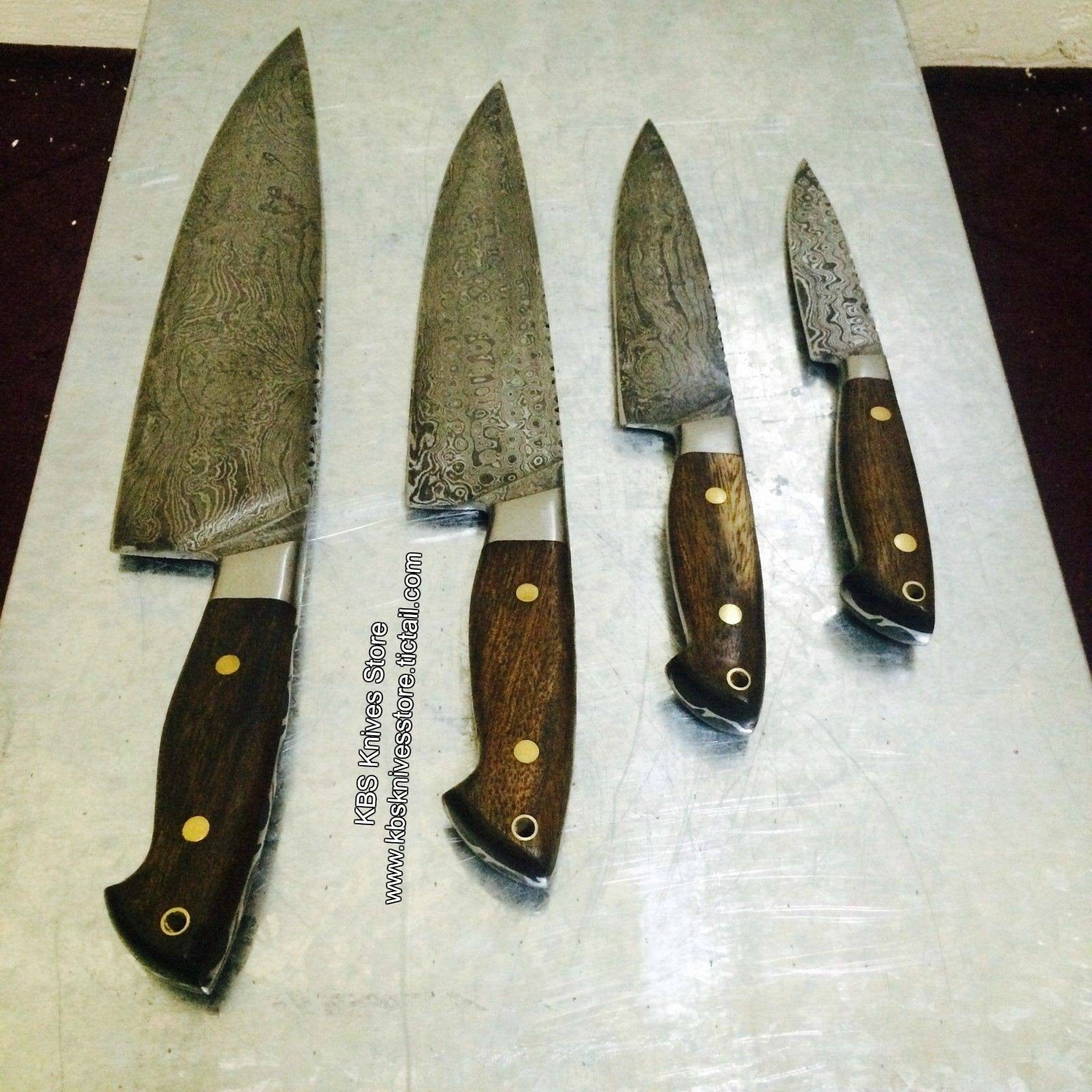 KBS Knives Store Chef Knife Custom Handmade Damascus Steel Chef/Kitchen Knives Set