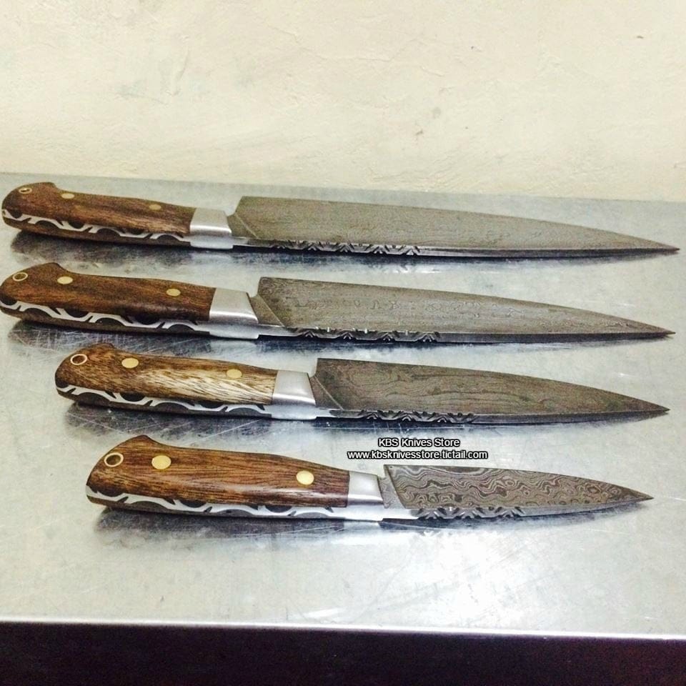 KBS Knives Store Chef Knife Custom Handmade Damascus Steel Chef/Kitchen Knives Set