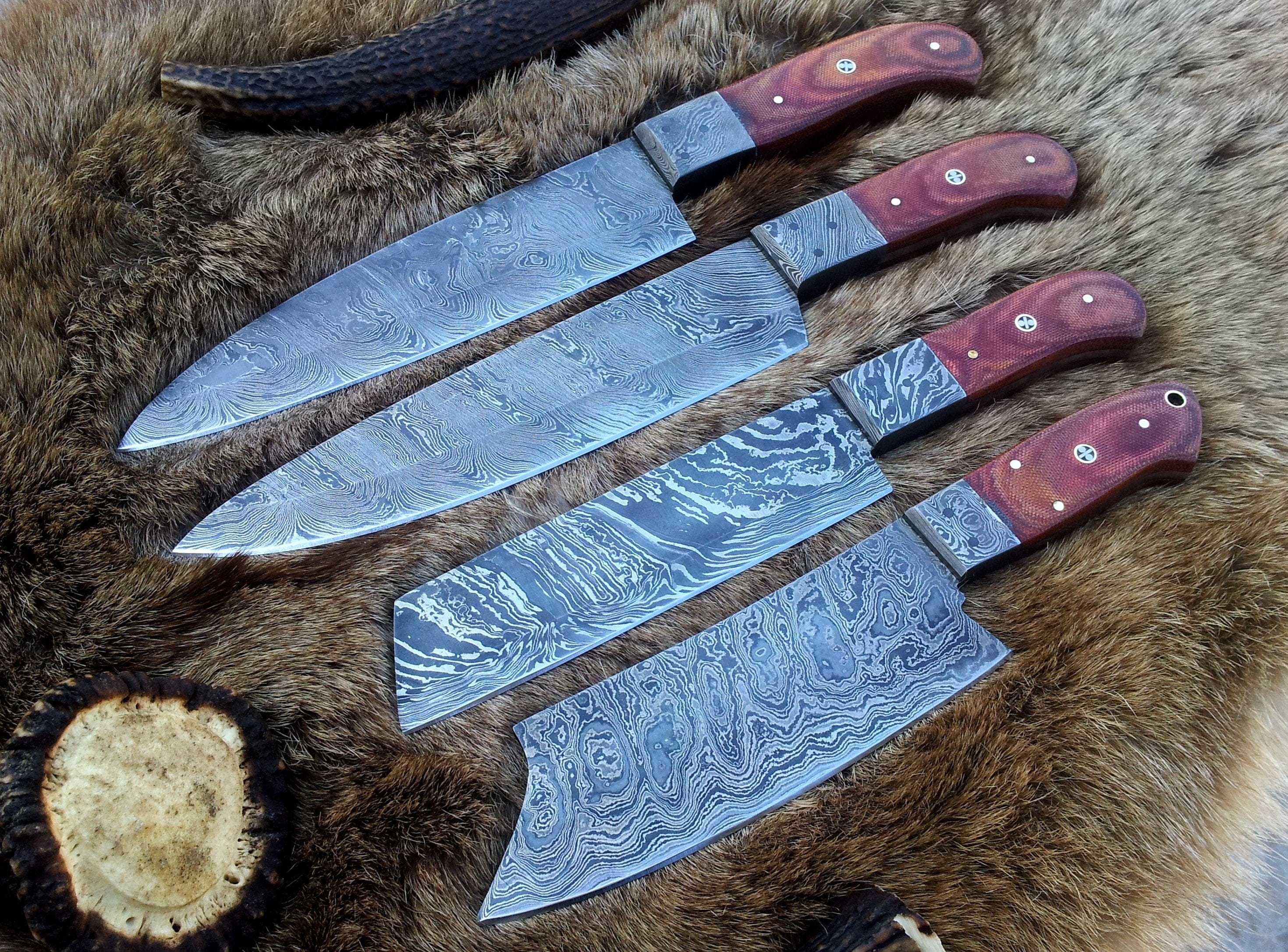 KBS Knives Store Chef Knife Damascus Hand Made Kitchen Knives Set