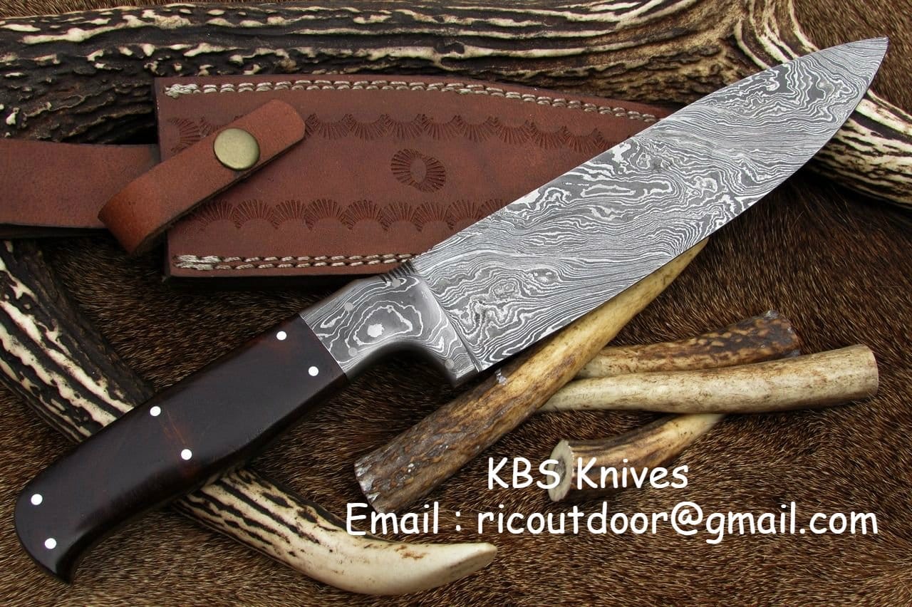 KBS Knives Store Chef Knife Hand Made Damascus Chef Knife