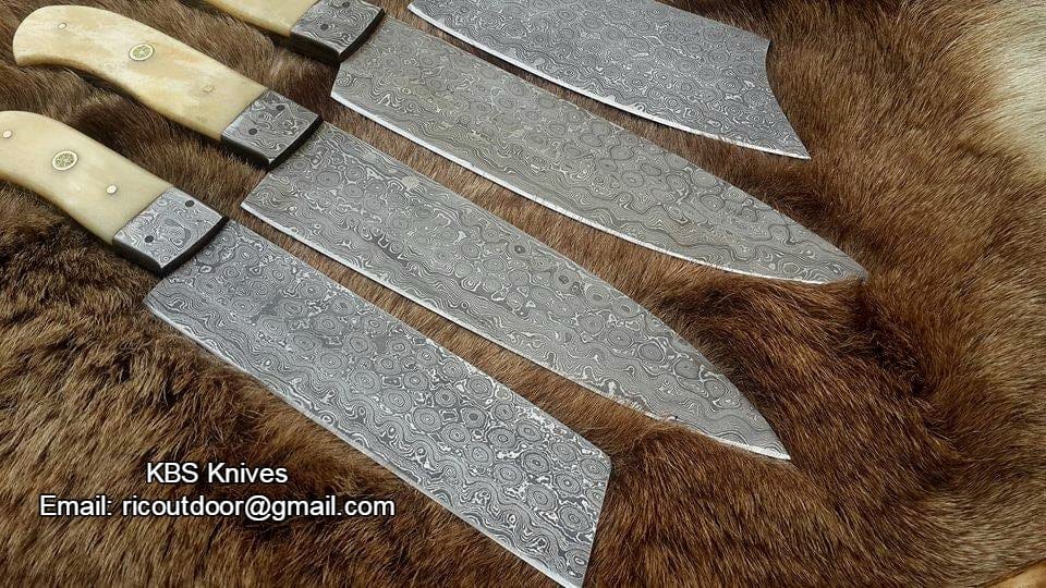 KBS Knives Store Chef Knife Hand Made Damascus Kitchen Knives Set