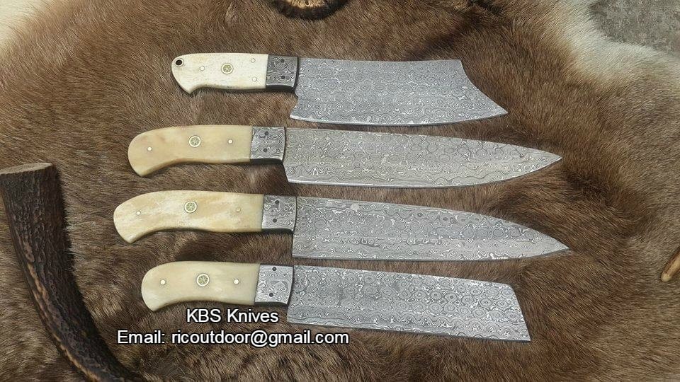 KBS Knives Store Chef Knife Hand Made Damascus Kitchen Knives Set
