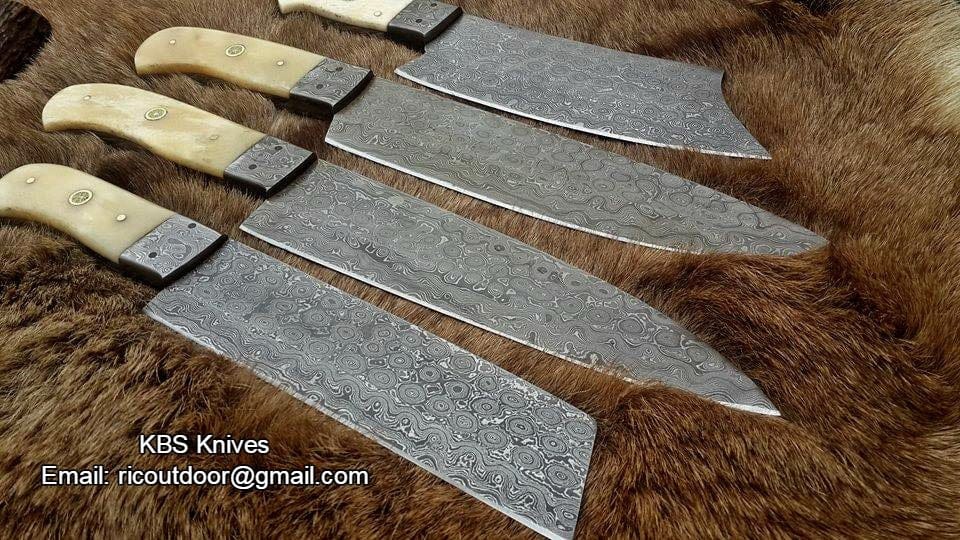 KBS Knives Store Chef Knife Hand Made Damascus Kitchen Knives Set