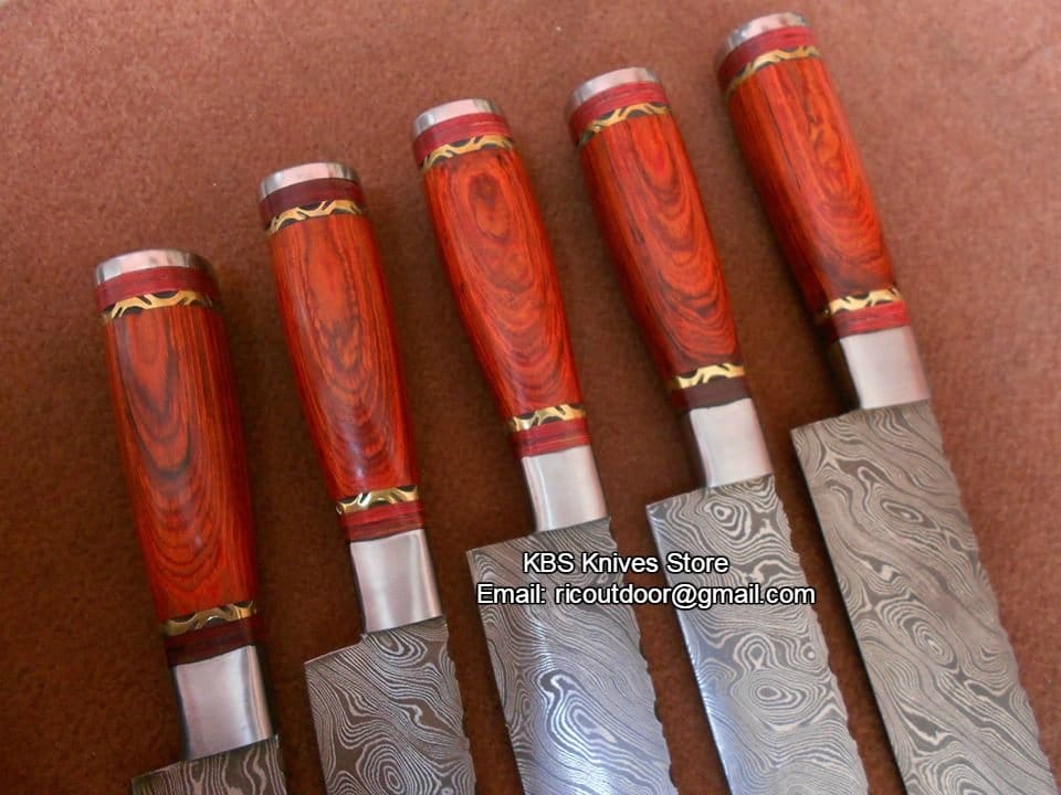 KBS Knives Store Chef Knife Hand Made Damascus Kitchen Knives Set
