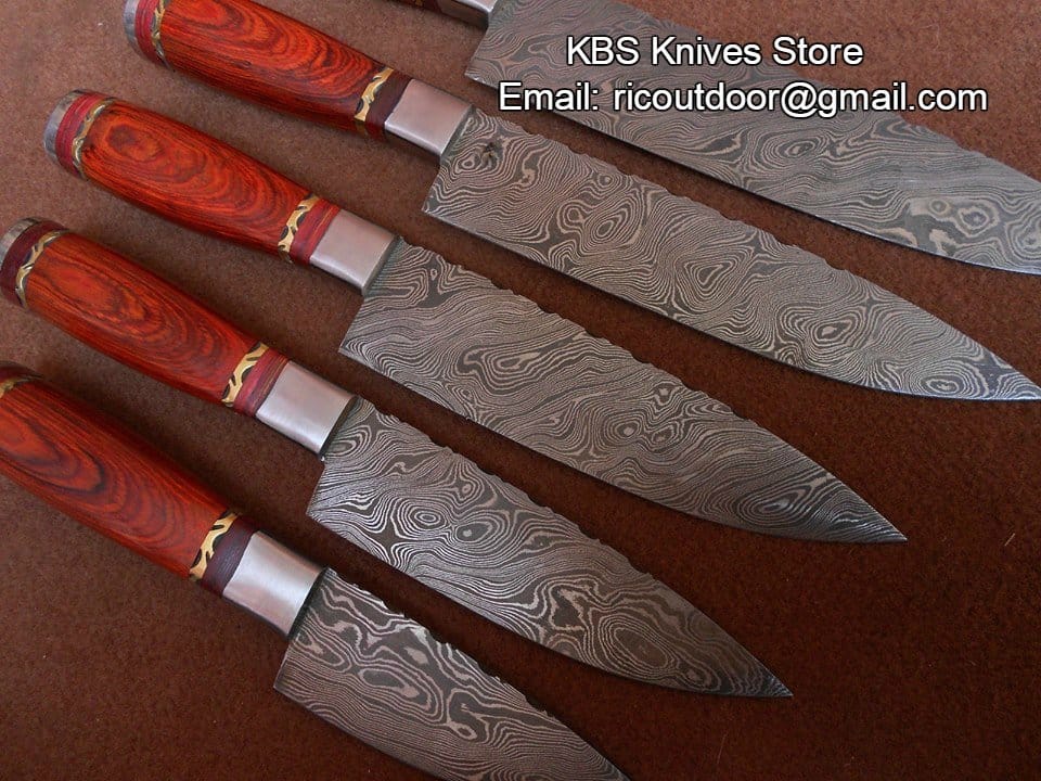 KBS Knives Store Chef Knife Hand Made Damascus Kitchen Knives Set
