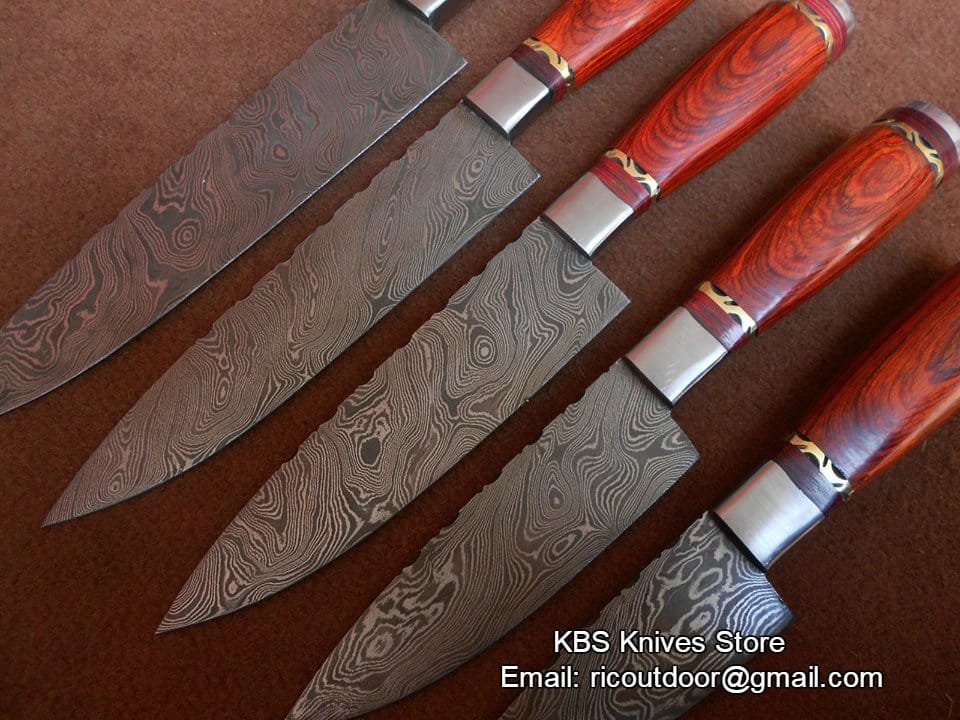 KBS Knives Store Chef Knife Hand Made Damascus Kitchen Knives Set