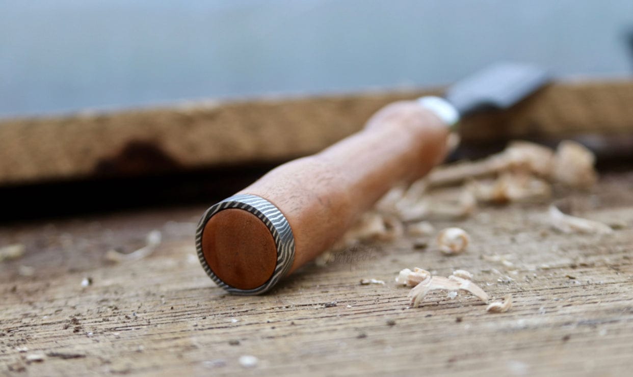 KBS Knives Store Chisel Premium Damascus Chisel for Wood Carving - 4x1 Inches Blade