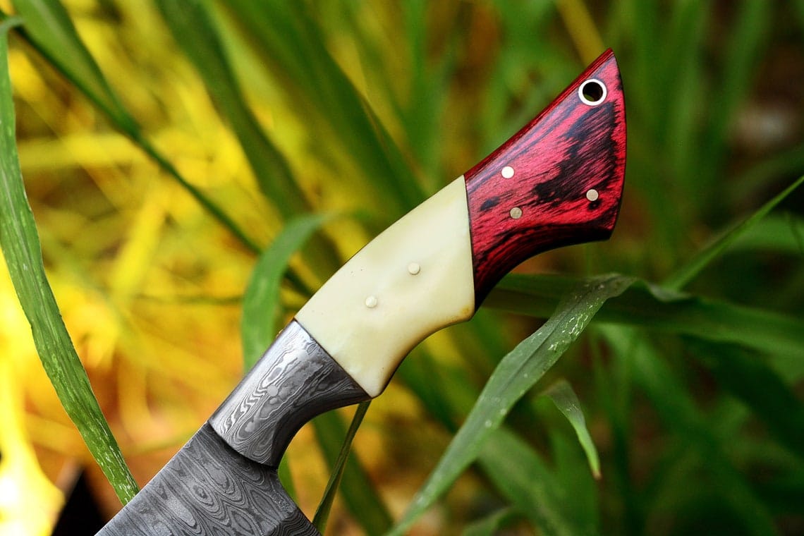 KBS Knives Store Cleaver Knife Cleaver Knife with Full Tang Damascus Steel Blade and Exotic Pakka Wood, Bone, and Damascus Bolster - 10.5 Inches