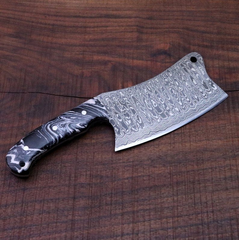 KBS Knives Store Cleaver Knife CUSTOM HANDMADE DAMASCUS STEEL CLEAVER KNIFE
