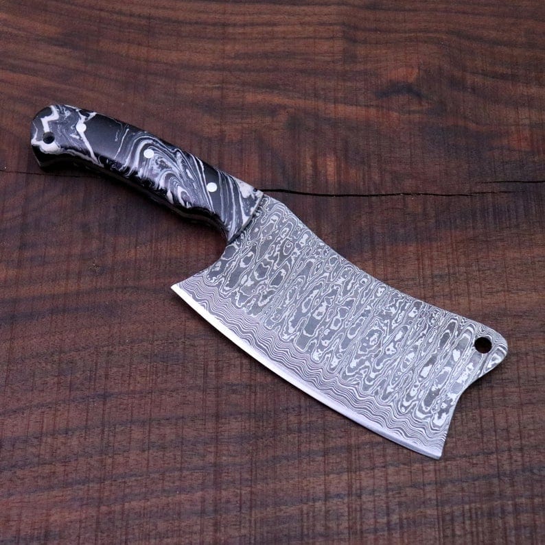 KBS Knives Store Cleaver Knife CUSTOM HANDMADE DAMASCUS STEEL CLEAVER KNIFE