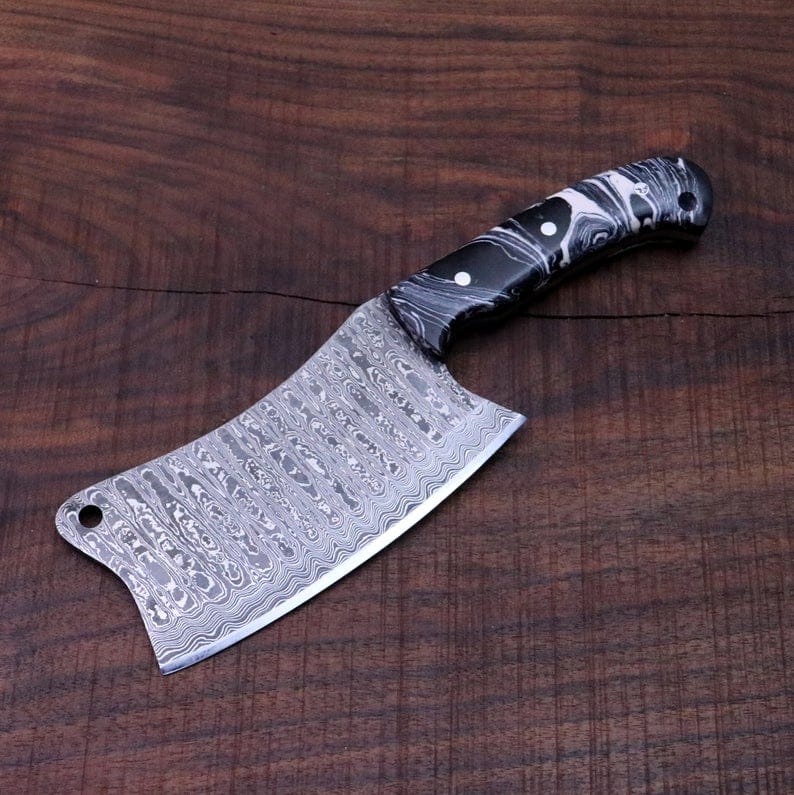 KBS Knives Store Cleaver Knife CUSTOM HANDMADE DAMASCUS STEEL CLEAVER KNIFE