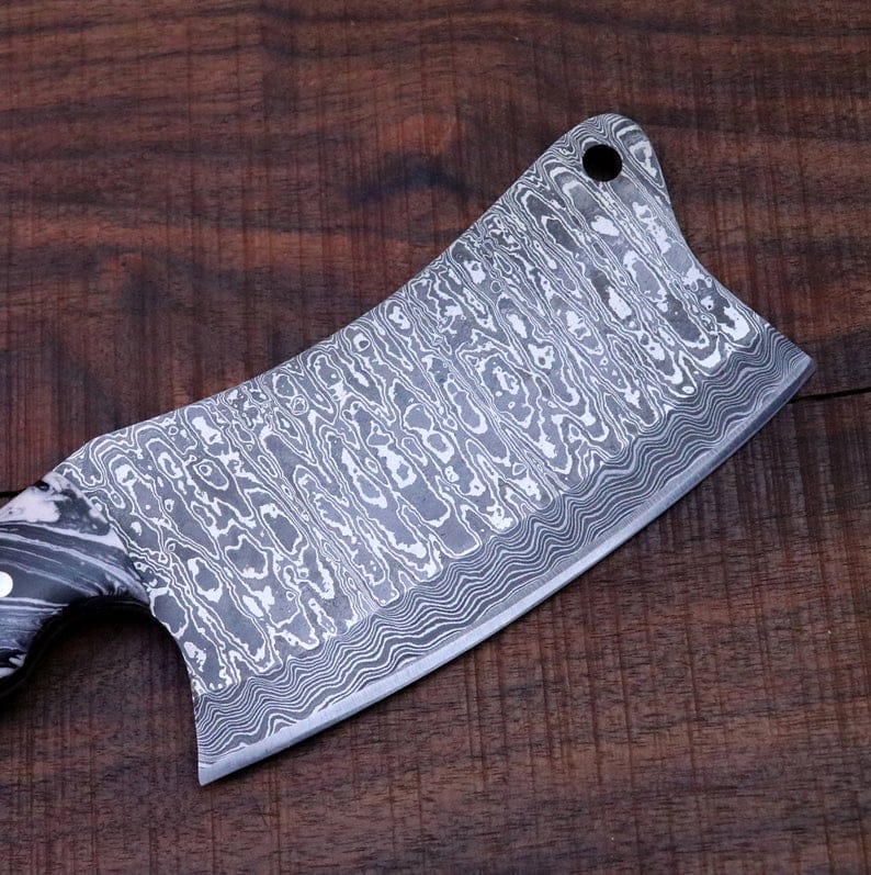KBS Knives Store Cleaver Knife CUSTOM HANDMADE DAMASCUS STEEL CLEAVER KNIFE