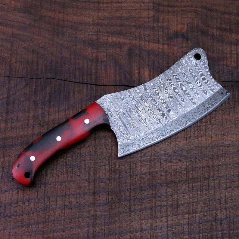 KBS Knives Store Cleaver Knife FULL TANG CUSTOM HANDMADE DAMASCUS STEEL CLEAVER KNIFE