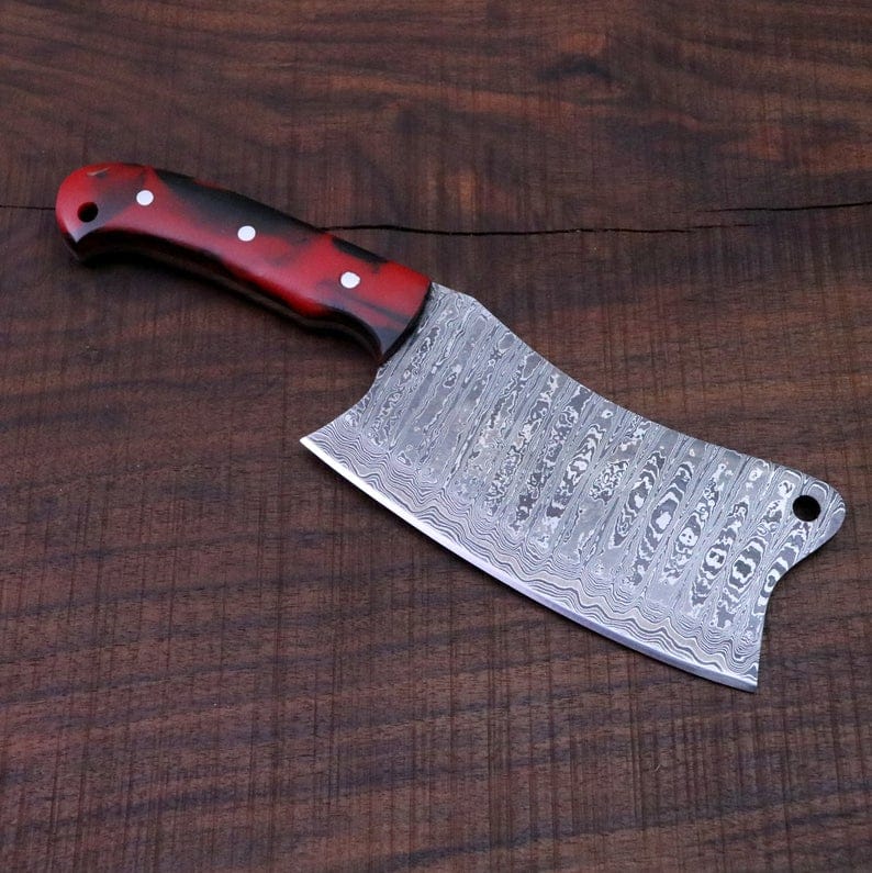 KBS Knives Store Cleaver Knife FULL TANG CUSTOM HANDMADE DAMASCUS STEEL CLEAVER KNIFE