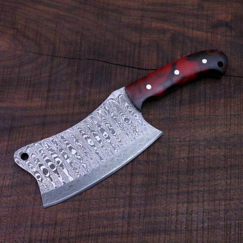 KBS Knives Store Cleaver Knife FULL TANG CUSTOM HANDMADE DAMASCUS STEEL CLEAVER KNIFE