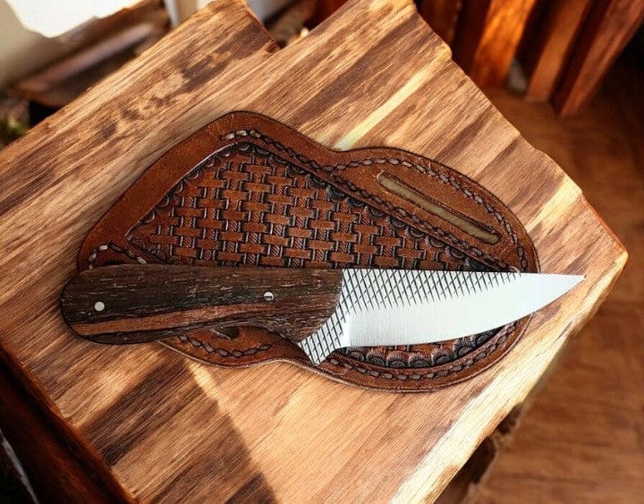 KBS Knives Store Cowboy Knife Classic Cowboy Belt Knife with Rasp Tool Steel Blade