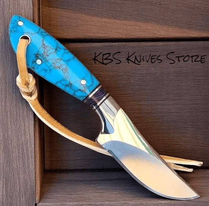 KBS Knives Store Cowboy Knife Concealed Belt Knife with Turquoise Stone Handle 7"