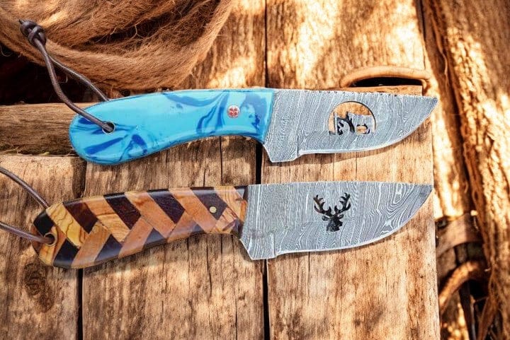 KBS Knives Store Cowboy Knife Cowboy Knives Damascus Steel Blades with Unique Wirecut Designs