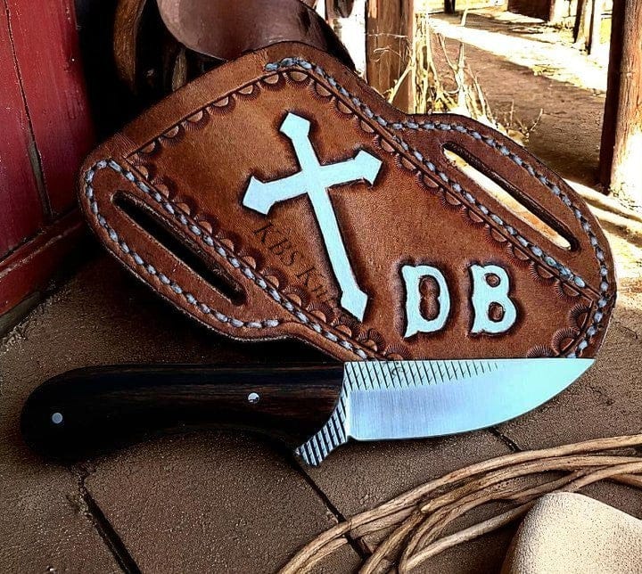 KBS Knives Store Cowboy Knife Custom Belt Knife 8" with Wenge Wood Handle & Sheath