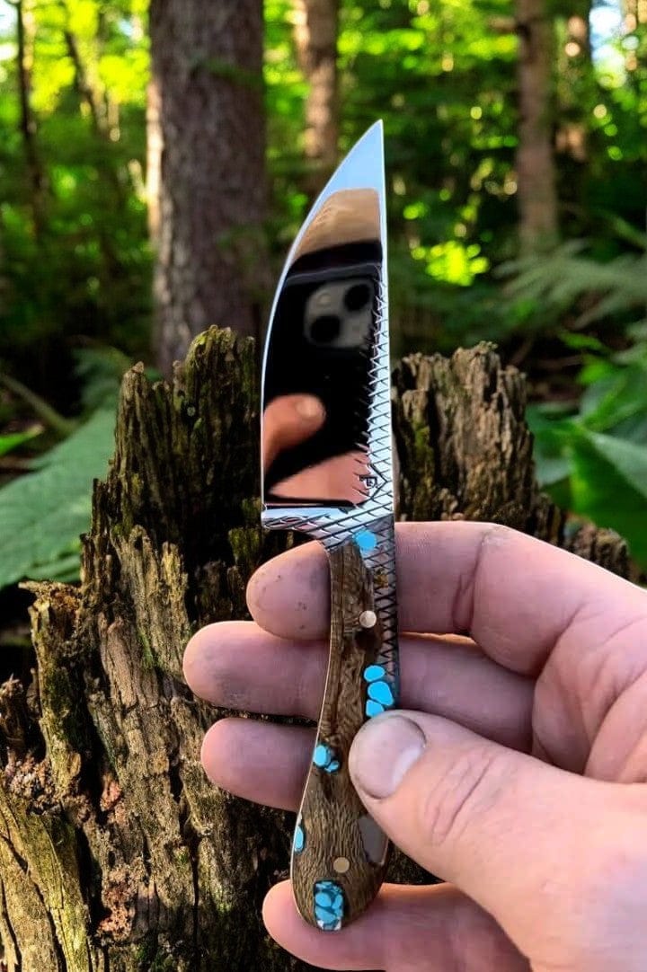 KBS Knives Store Cowboy Knife Custom Cowboy Fixed Blade Knives: Mirror Polished Rasp Tool Steel