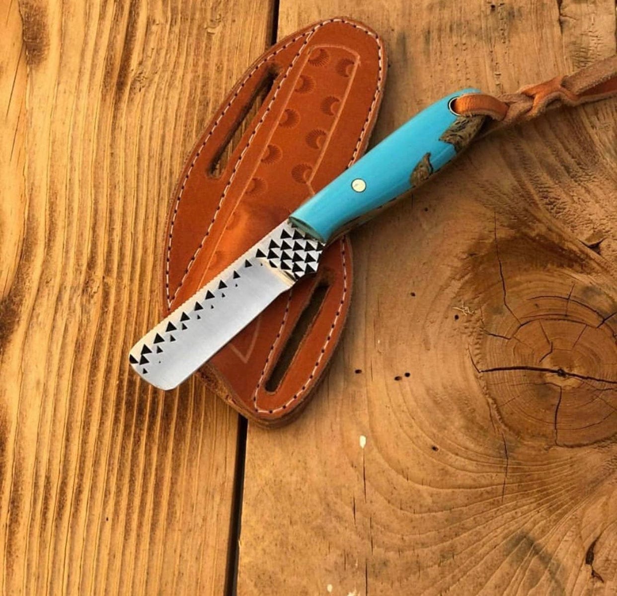 KBS Knives Store Cowboy Knife Custom Handmade Cowboy Bull Cutter Knife – Rasp Steel Blade & Resin Handle
