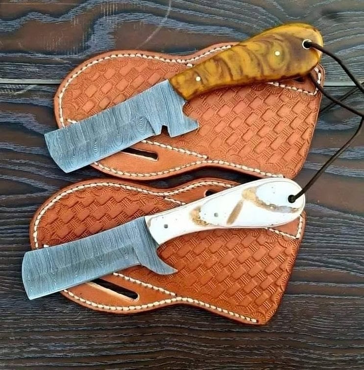 KBS Knives Store Cowboy Knife Custom Handmade Damascus Bull Cutter Knife with Epoxy Resin Handle for Sale by KBS Knives Store