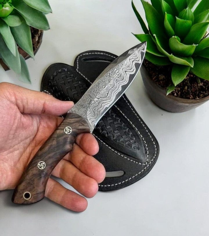 KBS Knives Store Cowboy Knife Fall Edition Western Knife and Sheath Set – Walnut & Damascus