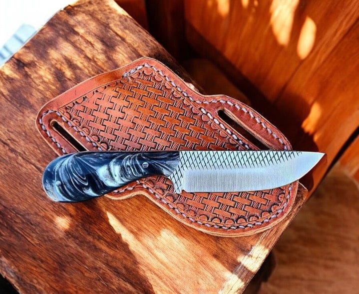 KBS Knives Store Cowboy Knife Farrier Rasp Knife – 8.25" Full Tang Blade with Epoxy Resin Handle & Western Sheath