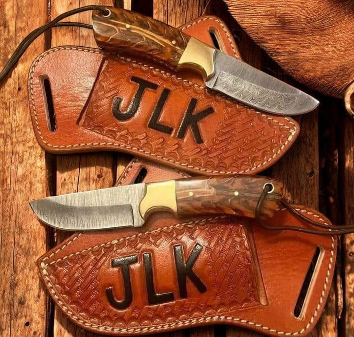 KBS Knives Store Cowboy Knife Fixed Blade Ranch Knife with Cross Draw Sheath 8"