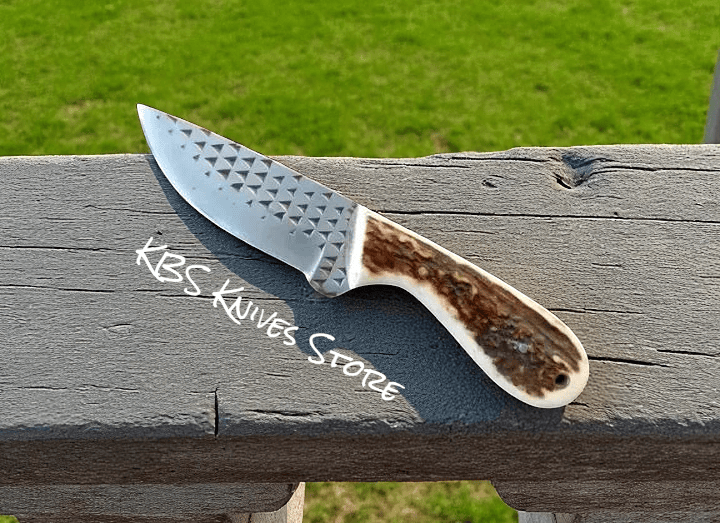KBS Knives Store Cowboy Knife Full ELK Horn Knife – 7" Rasp Steel Blade with Sheath
