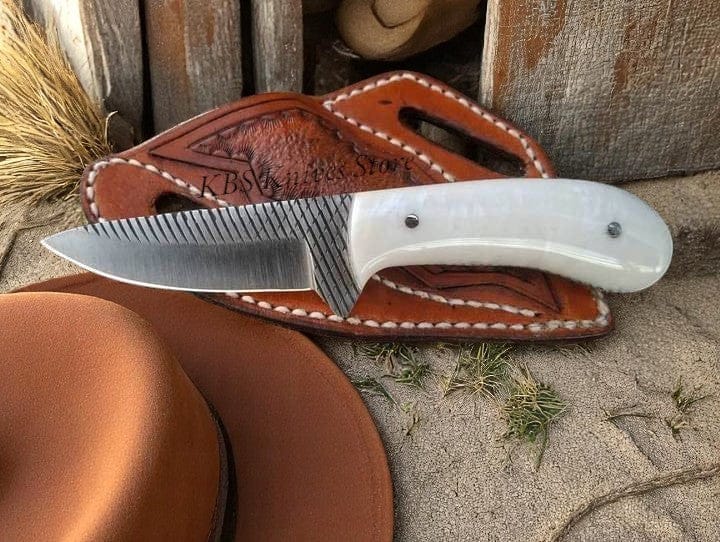 KBS Knives Store Cowboy Knife Handcrafted Cowboy Knife with Belt Sheath - 8" Rasp Steel