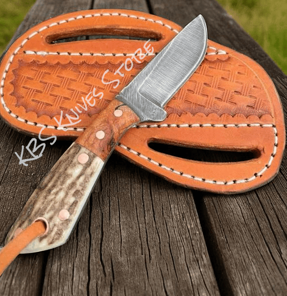 KBS Knives Store Cowboy Knife Handmade Buckaroo Knife for Wrangler – D2 Steel with Antler Horn & Rosewood