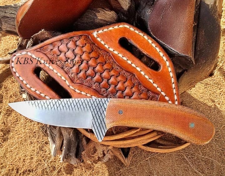 KBS Knives Store Cowboy Knife Handmade Cowboy Knife for Ranchers – Full Tang Rasp Steel with Micarta Handle & Western Sheath