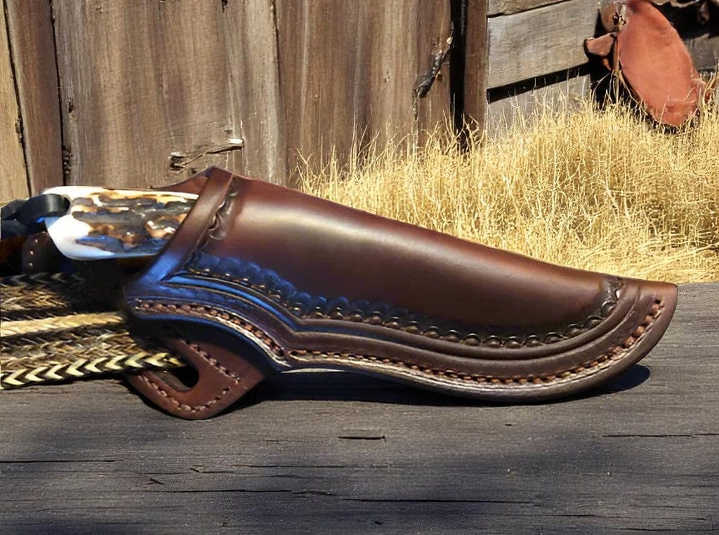 KBS Knives Store Cowboy Knife Hornspur Hunter – Rustic Belt Knife with Antler Handle & Leather Sheath