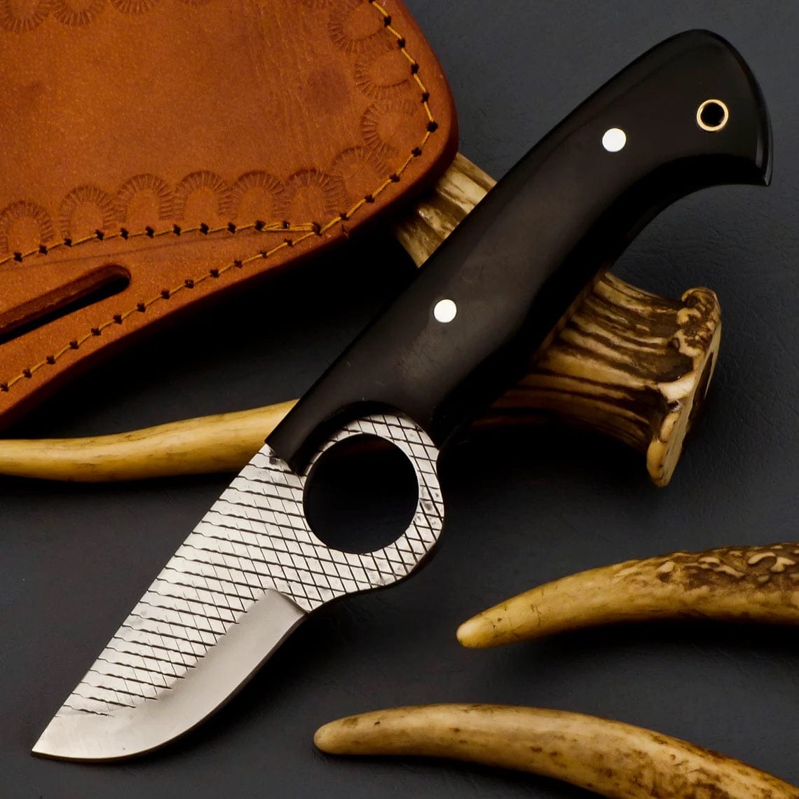 KBS Knives Store Cowboy Knife Ranch Bull Cutter Knife - Custom Rasp Tool Steel with Buffalo Horn Handle
